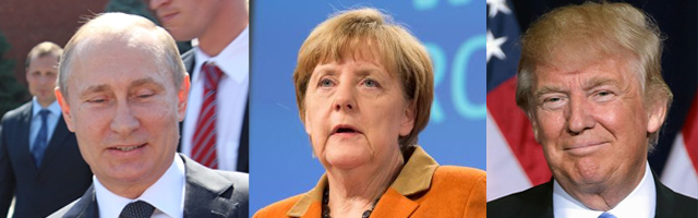  Immer öfter stellt sich die Frage, ob der Trump-Effekt nicht ein durchaus heilsamer Schock sein könnte. ©  Angela Merkel: European Union 2015, Donald Trump:  Gage Skidmore